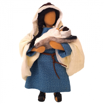 Preview: Blaues Frauenkleid mit Doppelschleier - ideal für Maria